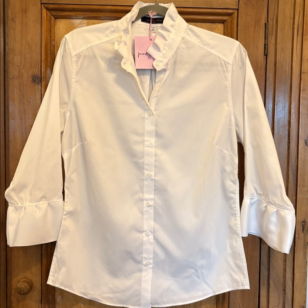 Pearly Vine Barbara Ann Ribbon Trim Shirt button NWT